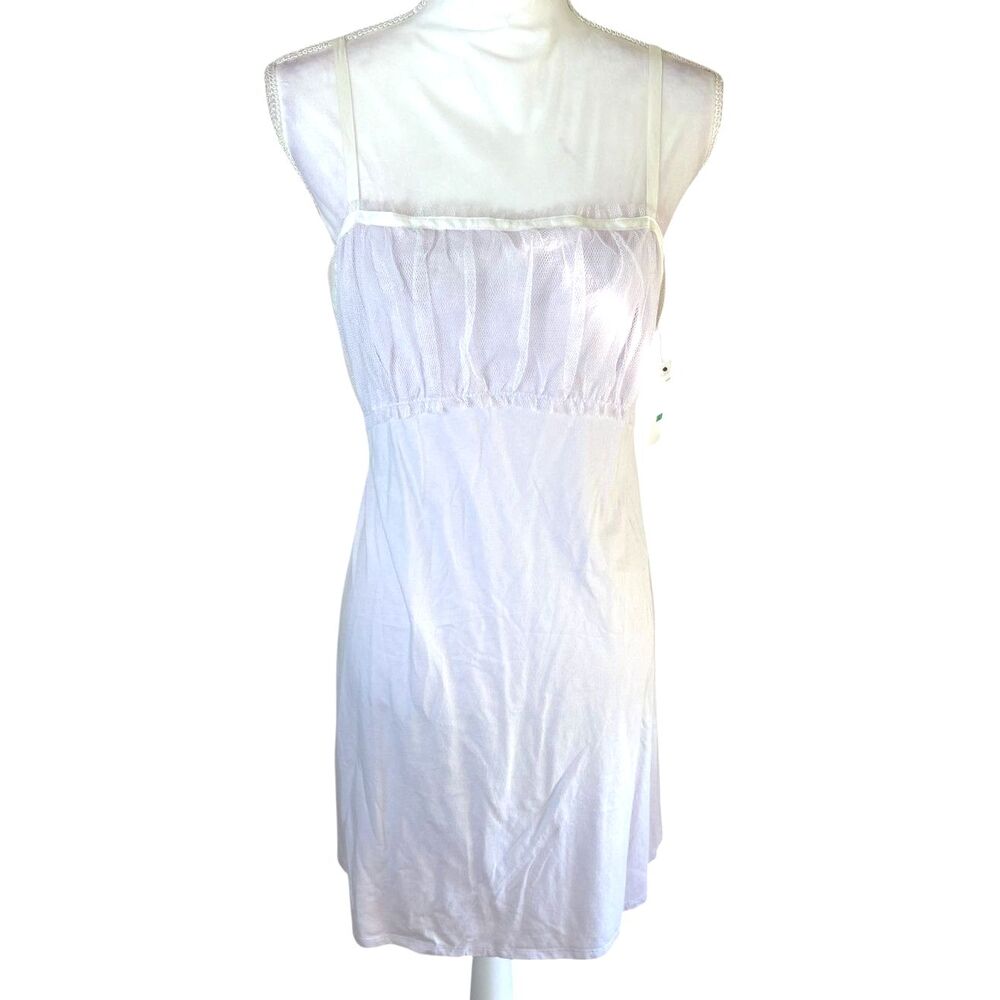 NWT Vera Wang Mesh Overlay Slip Mini Dress Sz L Lilac Bow Lingerie Coquette